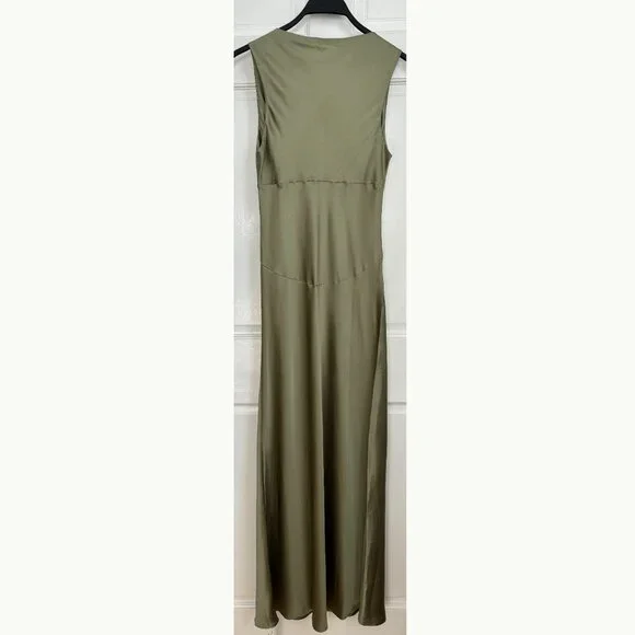 Reformation Dessa Dress NWT Midi Long Artichoke Green Maxi Cowl Neck Cocktail 4 - Picture 4 of 8